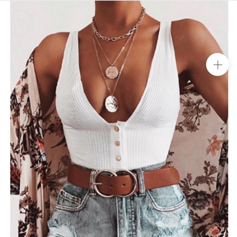 Solid low plunge v neck top